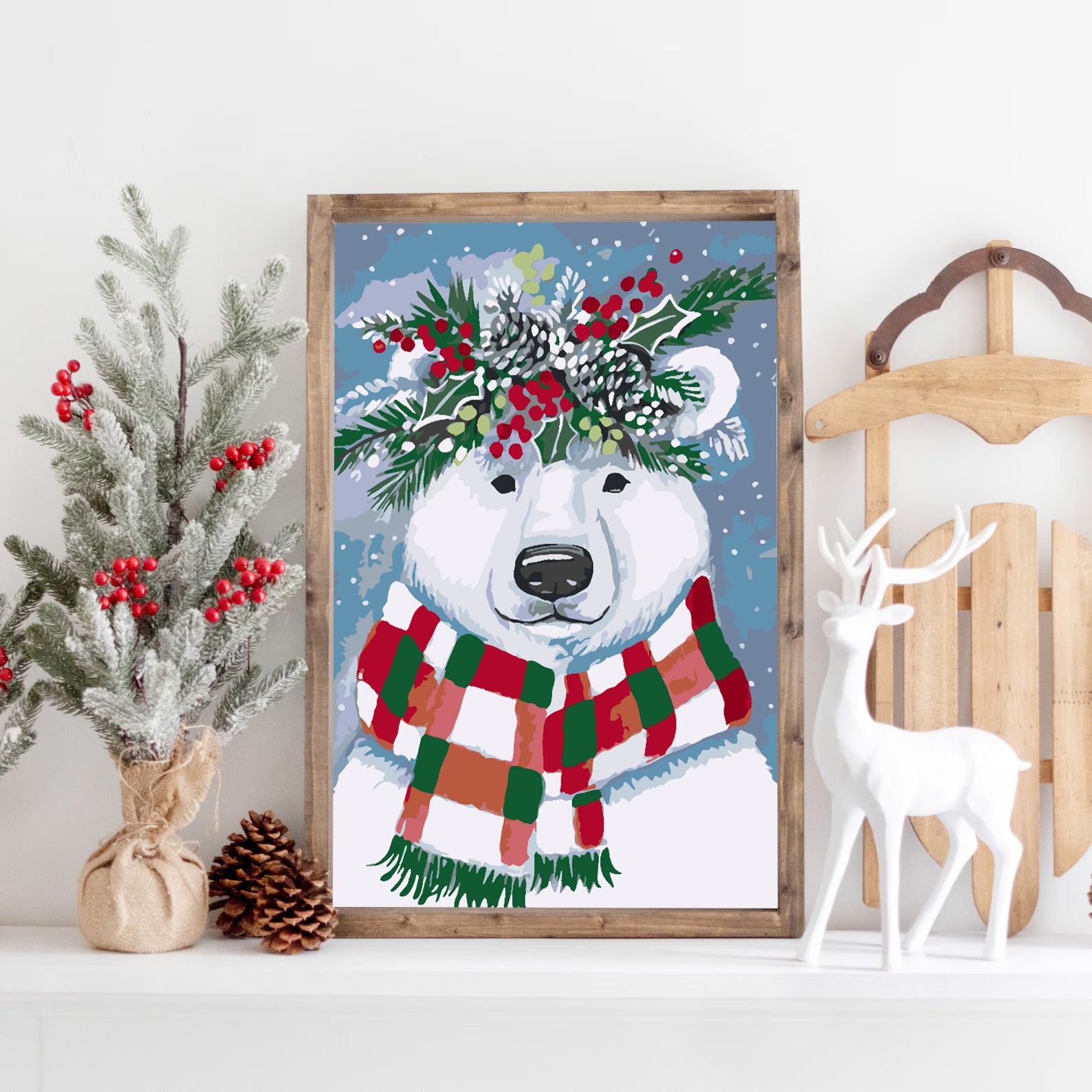 Malen nach Zahlen - Weißer Bär mit Schal 4475