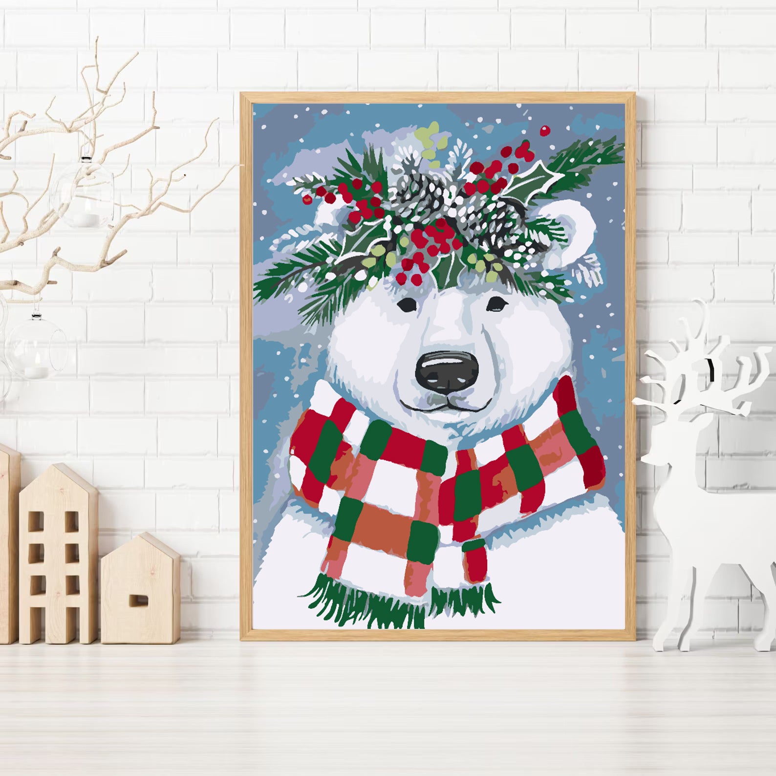 Malen nach Zahlen - Weißer Bär mit Schal 4475