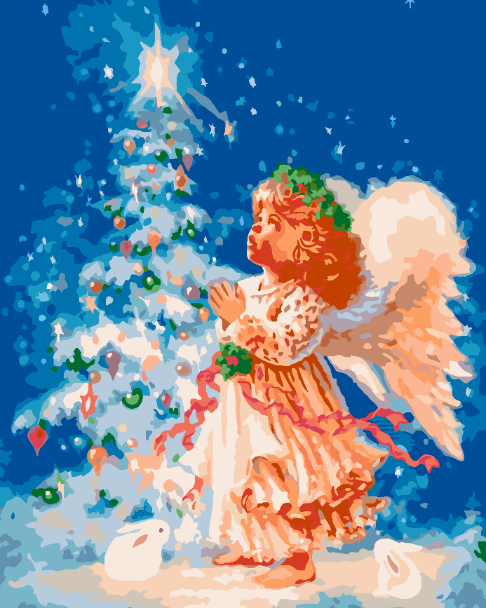 Malen nach Zahlen - Engel am Weihnachtsbaum 4478