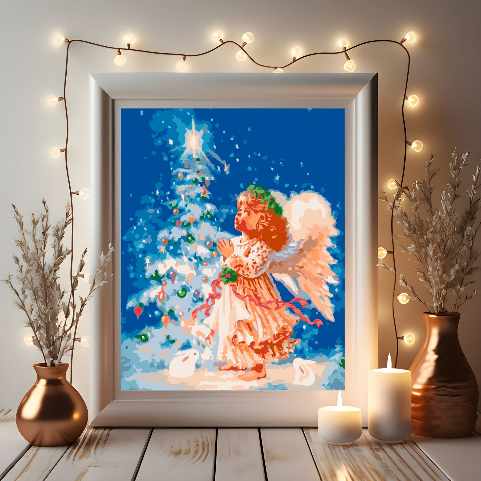 Malen nach Zahlen - Engel am Weihnachtsbaum 4478