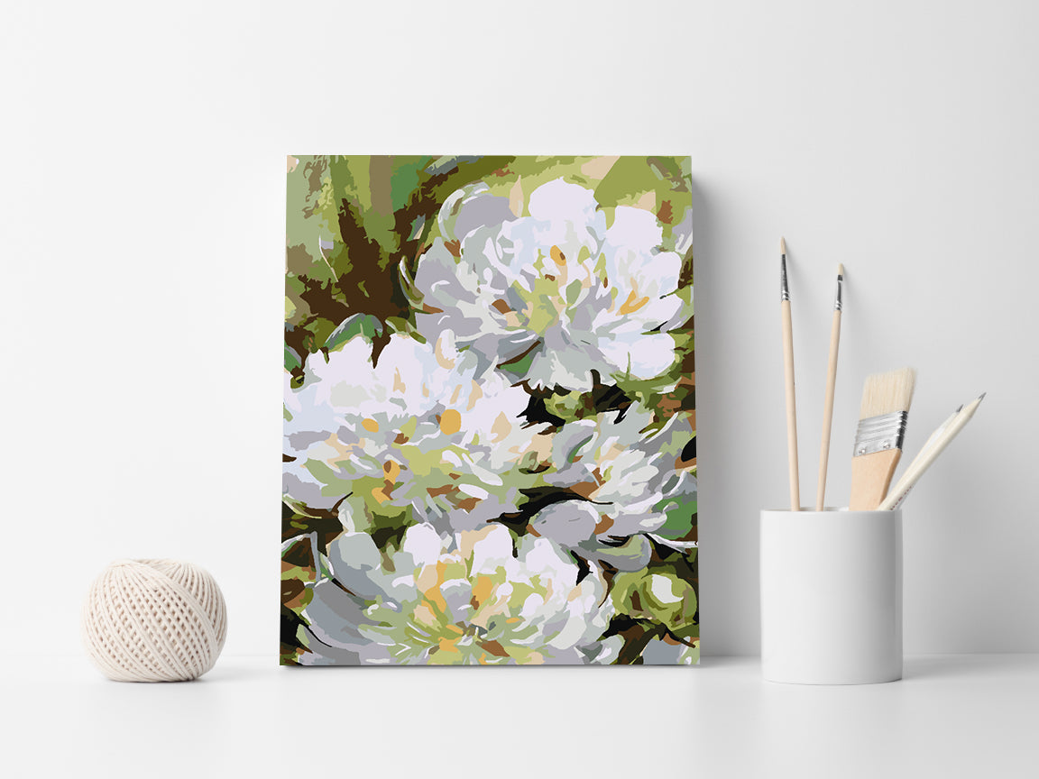 Malen nach Zahlen - Weiße Pfingstrosen 4481