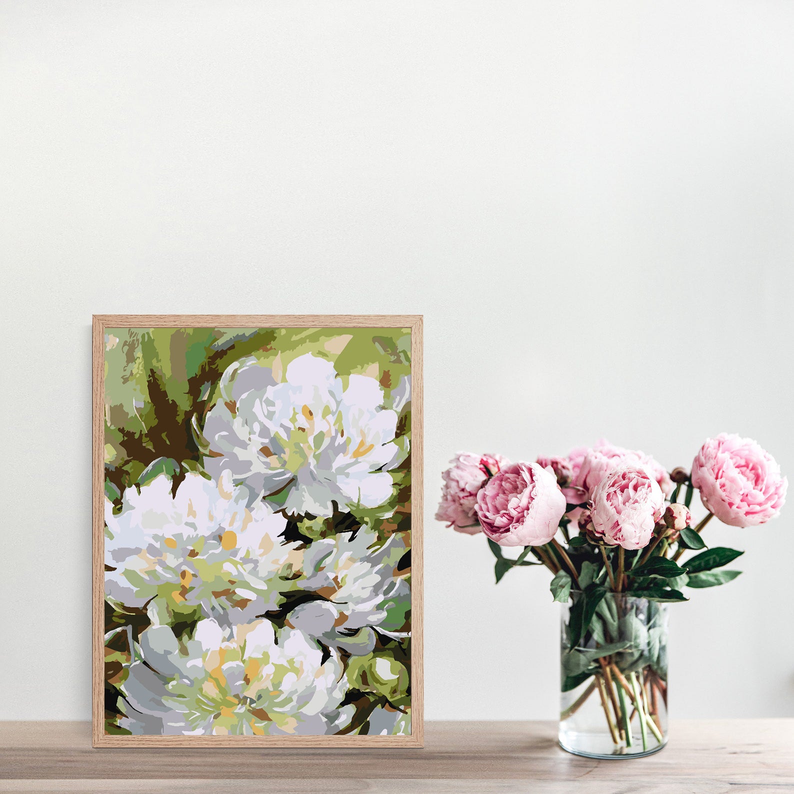 Malen nach Zahlen - Weiße Pfingstrosen 4481