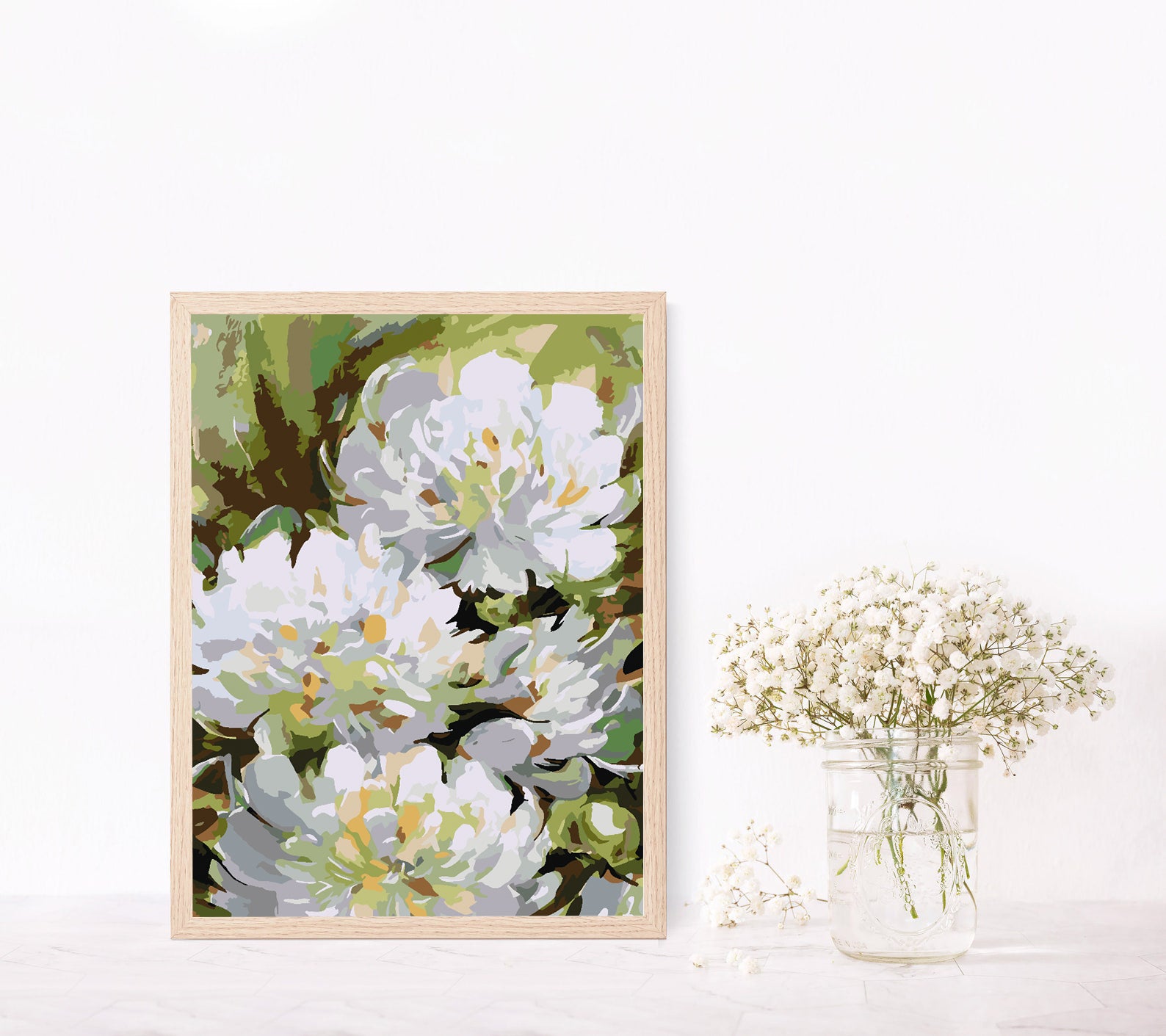 Malen nach Zahlen - Weiße Pfingstrosen 4481