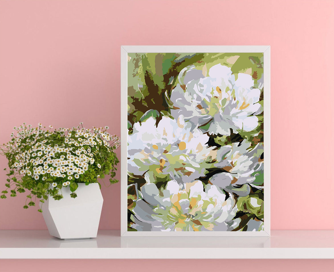 Malen nach Zahlen - Weiße Pfingstrosen 4481