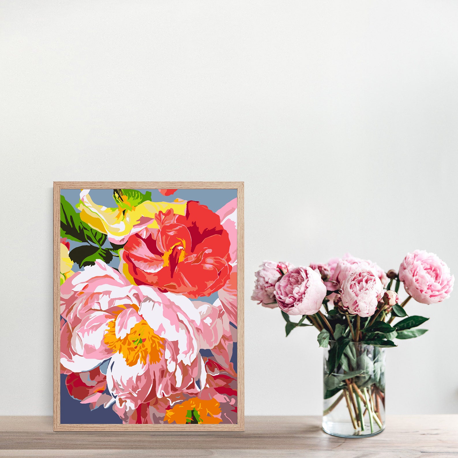 Promotie 40x50 (fara rama) - pictura pe numere - Flori Roz 4482