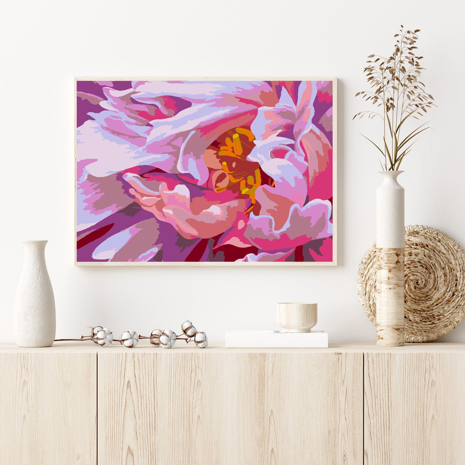 Promotie 40x50 (fara rama) - pictura pe numere - Flori Roz 4484