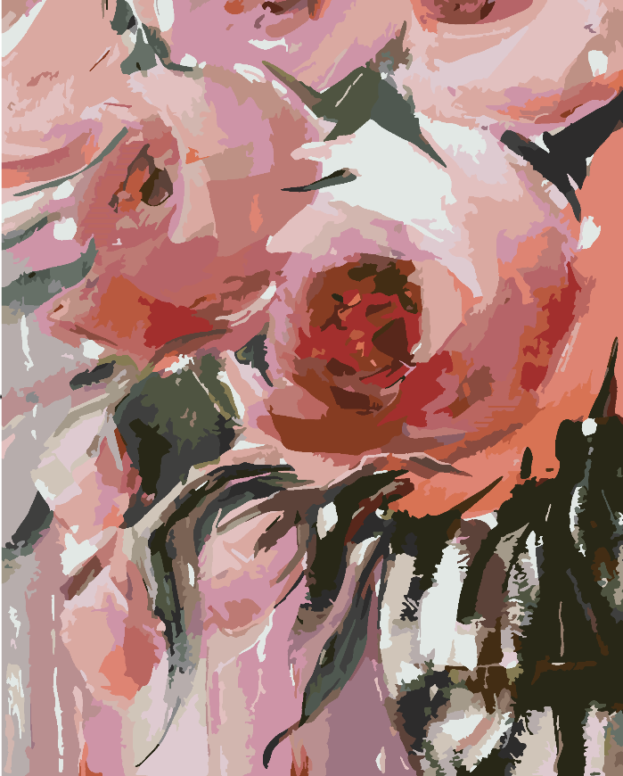 Promotie 40x50 (fara rama) - pictura pe numere - Trandafiri Roz 4485