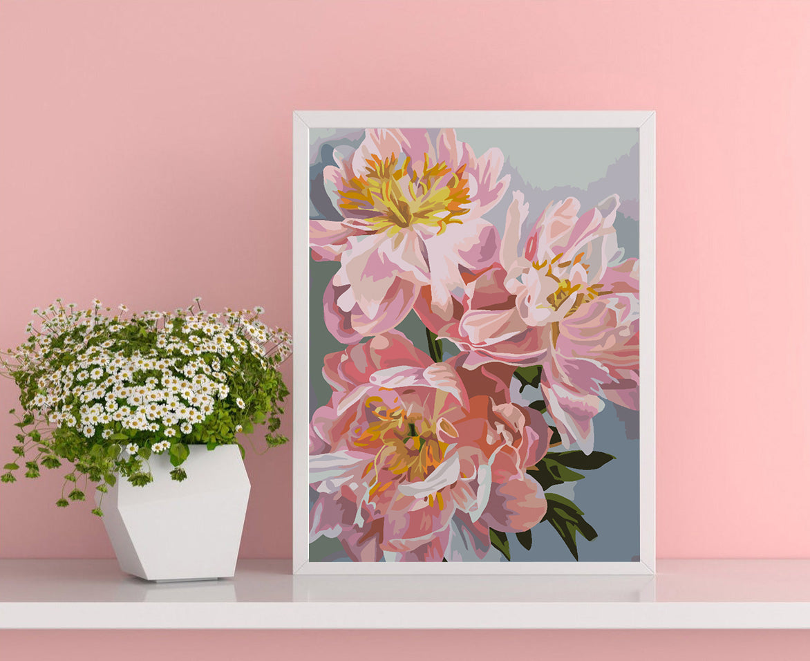 Malen nach Zahlen - Rosa Blumen 4486