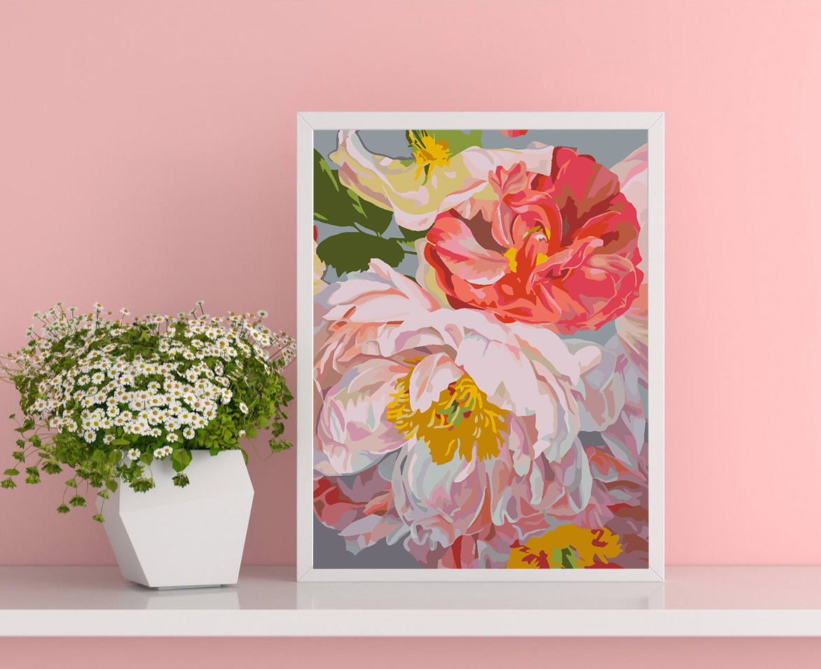 Malen nach Zahlen - Rosa Blumen 4487