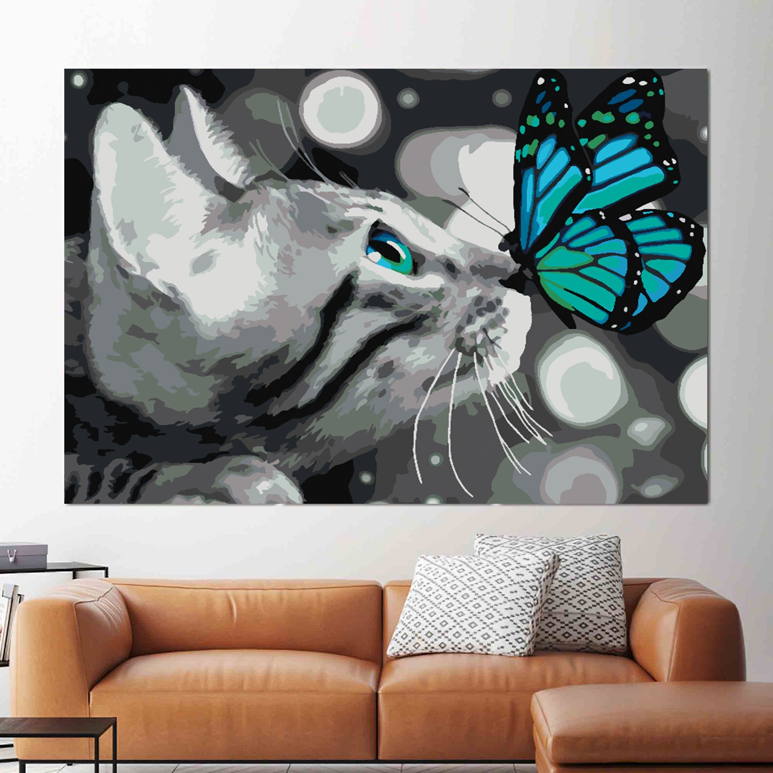 Malen nach Zahlen - Katze mit Schmetterling 4500