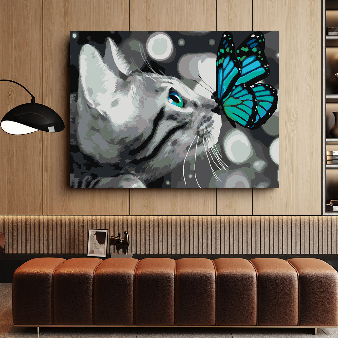 Malen nach Zahlen - Katze mit Schmetterling 4500