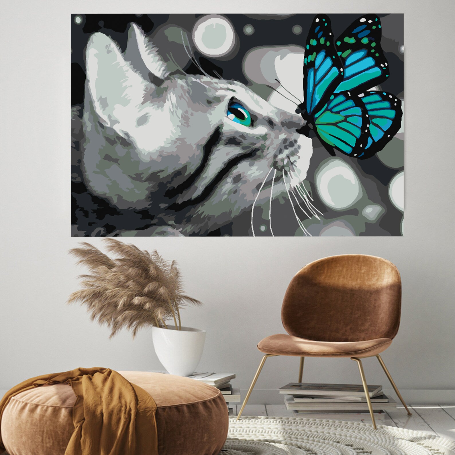 Malen nach Zahlen - Katze mit Schmetterling 4500