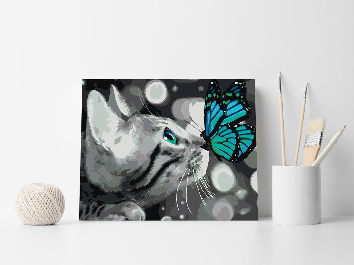 Malen nach Zahlen - Katze mit Schmetterling 4500
