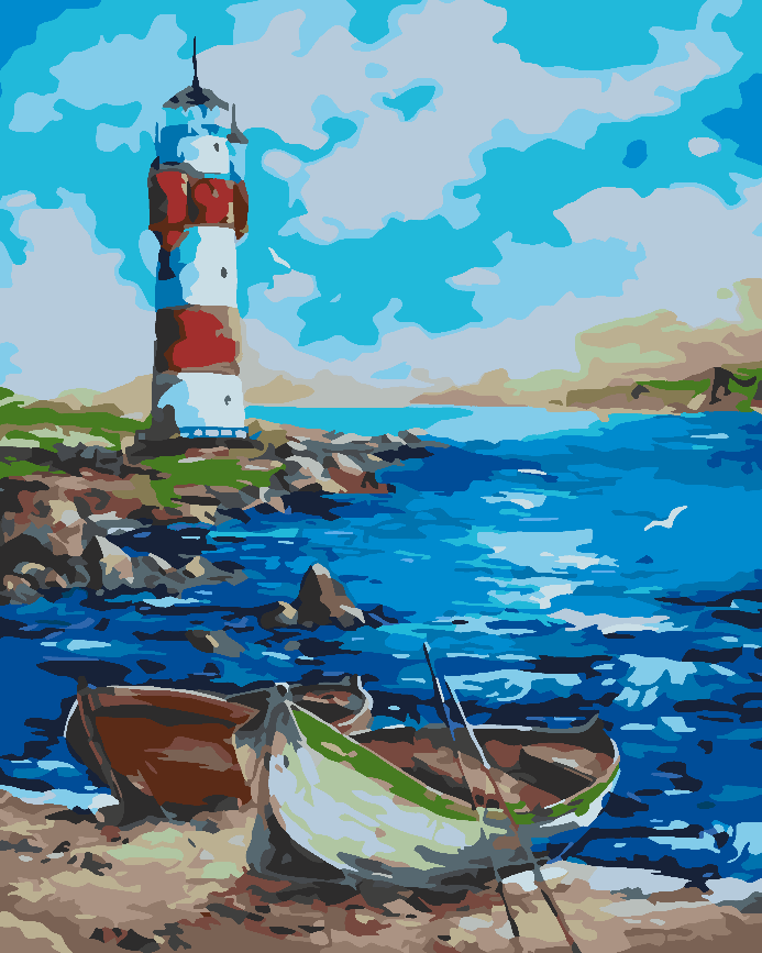 Malen nach Zahlen - Leuchtturm auf See 4502