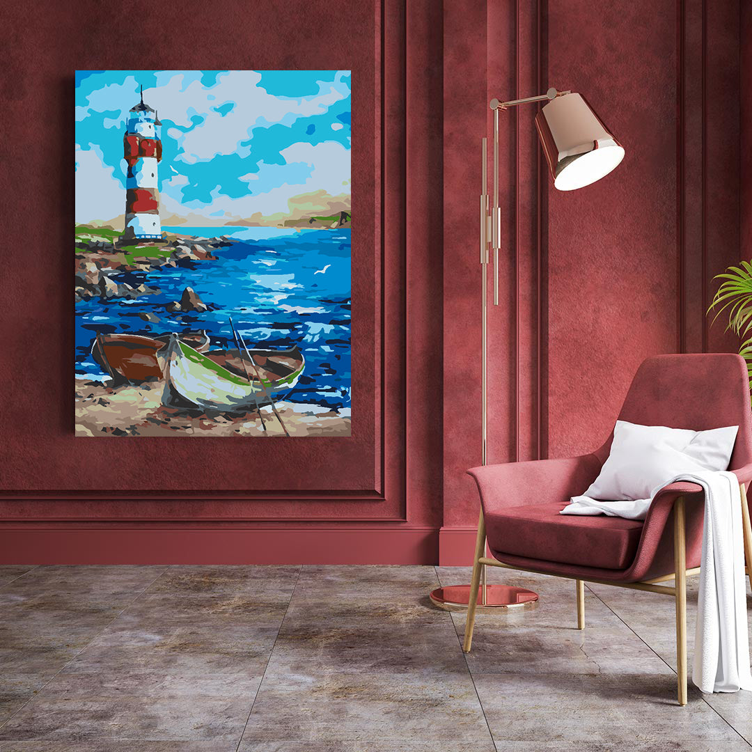 Malen nach Zahlen - Leuchtturm auf See 4502