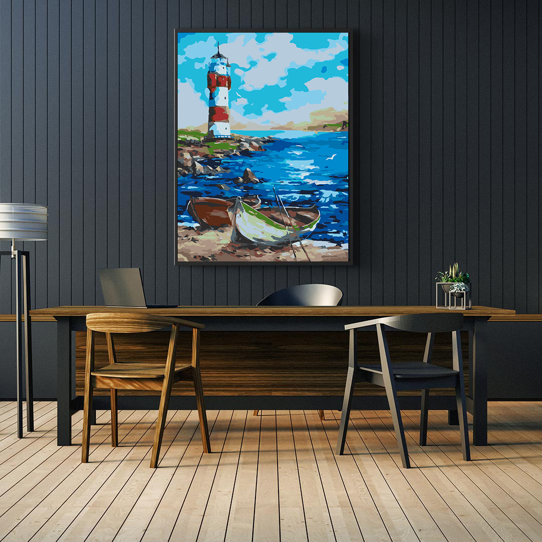 Malen nach Zahlen - Leuchtturm auf See 4502