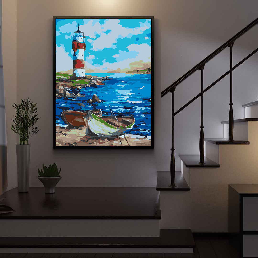 Malen nach Zahlen - Leuchtturm auf See 4502