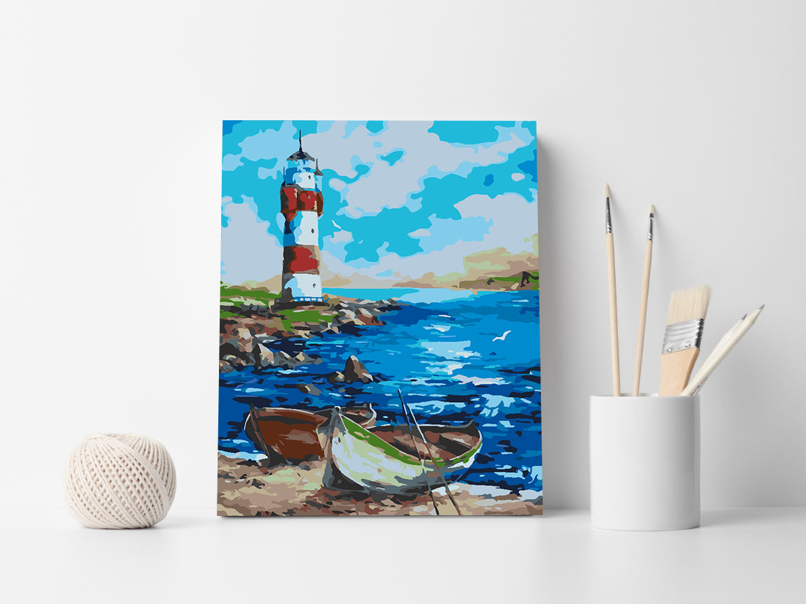 Malen nach Zahlen - Leuchtturm auf See 4502