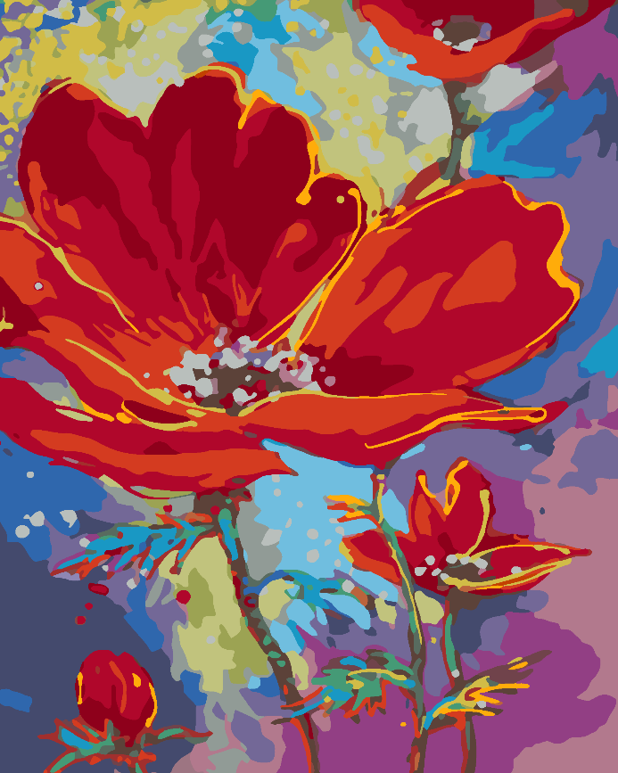 Malen nach Zahlen - Rote Blumen 4508