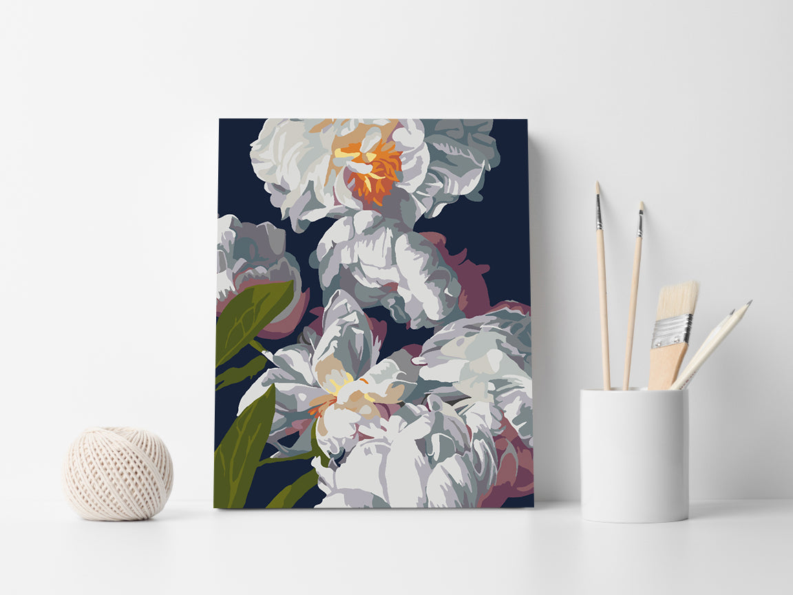 Malen nach Zahlen - Weiße Blumen 4519