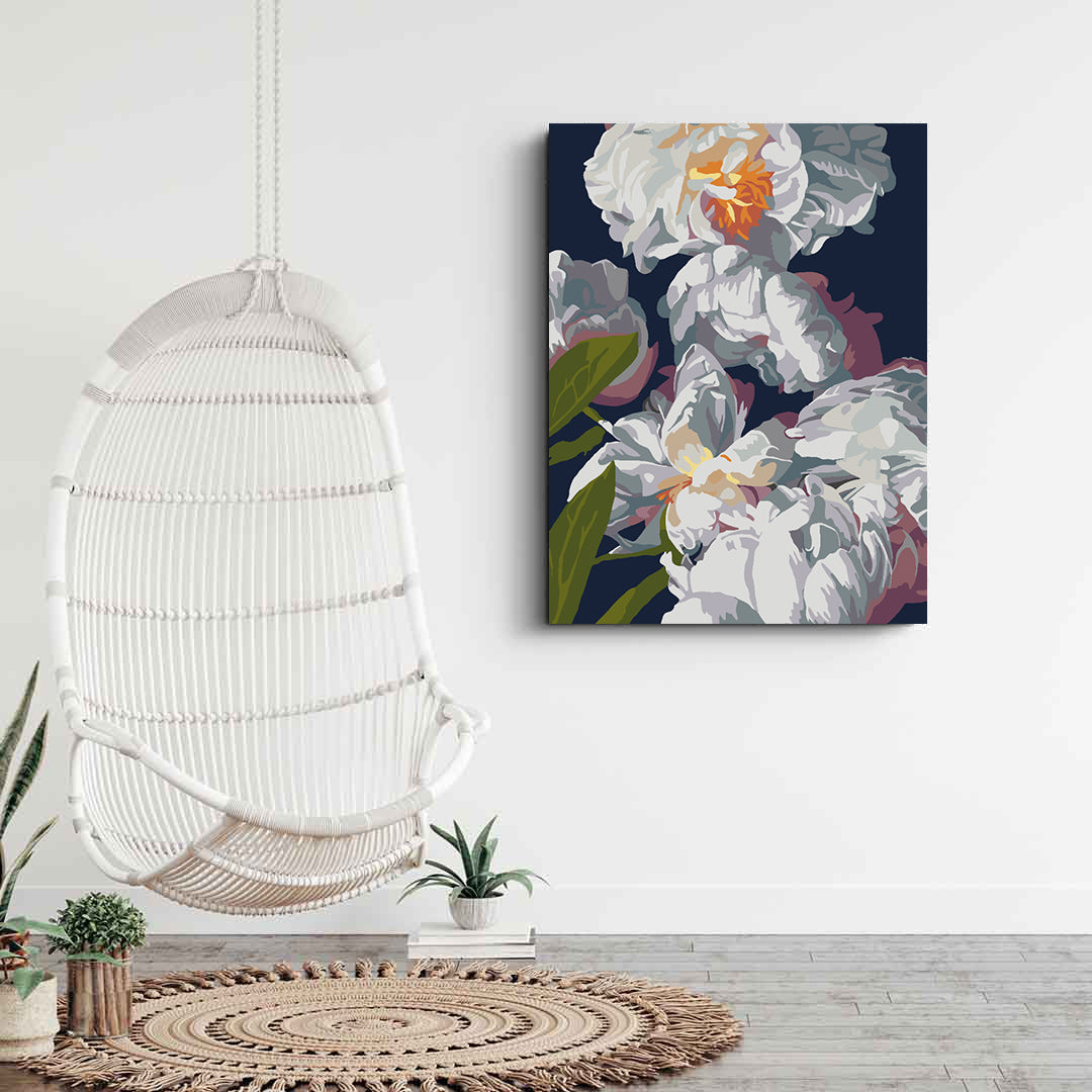 Malen nach Zahlen - Weiße Blumen 4519
