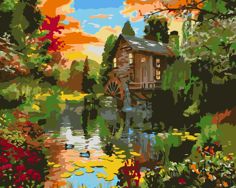 Malen nach Zahlen - Schwarze goldene Blätter 4520