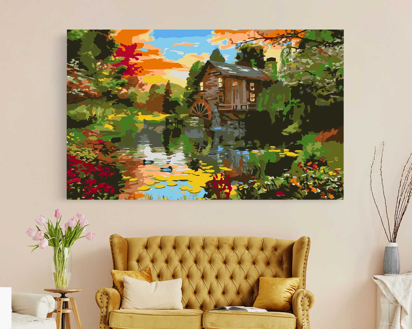 Malen nach Zahlen - Schwarze goldene Blätter 4520