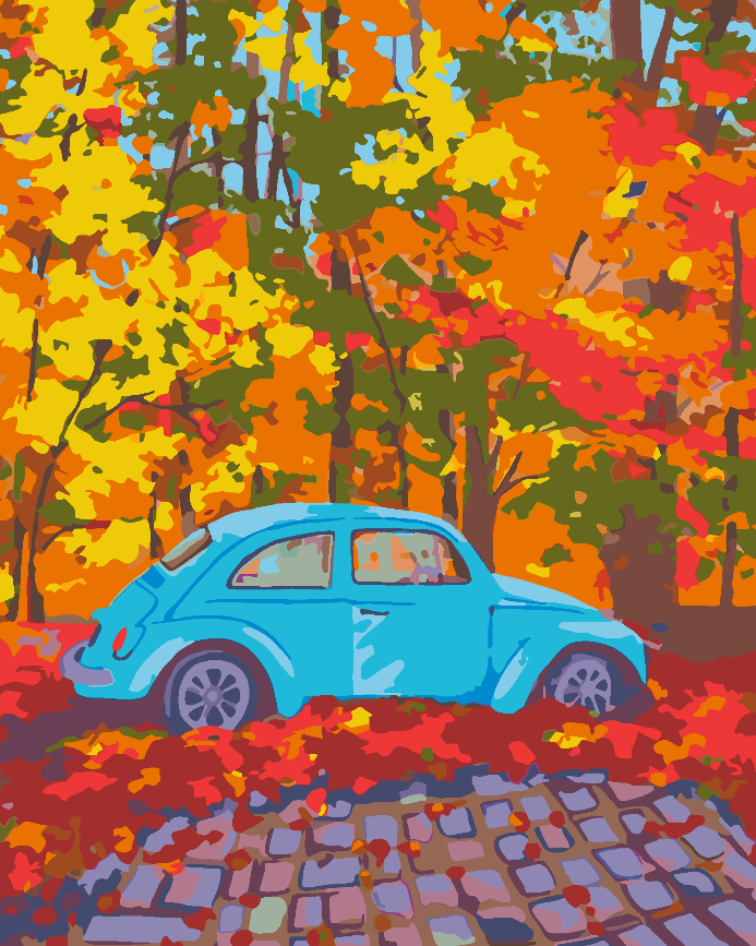 Malen nach Zahlen - Blaues Auto 4540