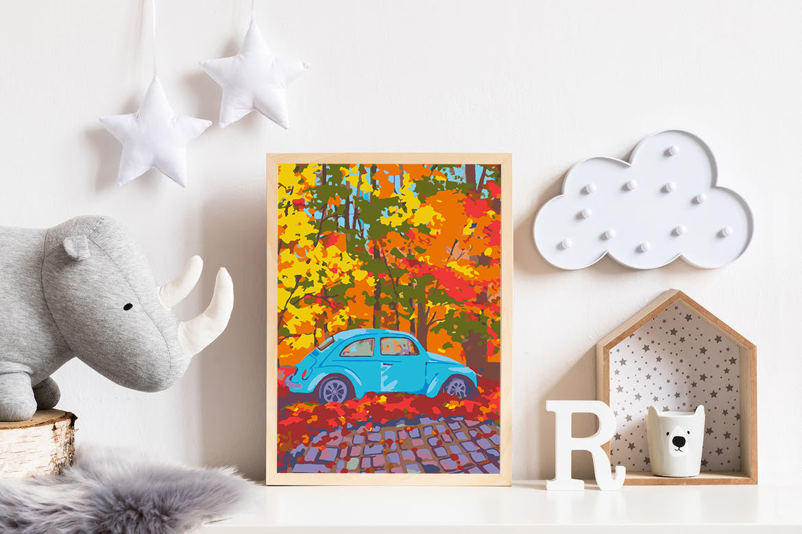 Malen nach Zahlen - Blaues Auto 4540