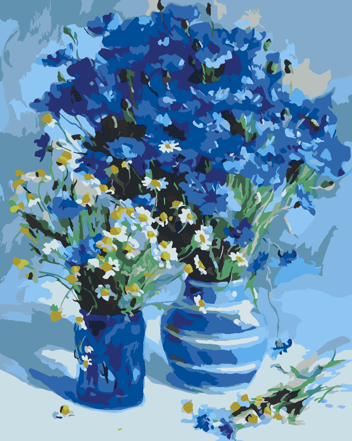 Peinture par numéros - Fleurs bleues dans un vase 4549