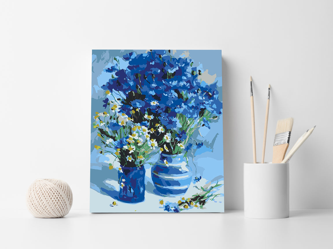 Peinture par numéros - Fleurs bleues dans un vase 4549
