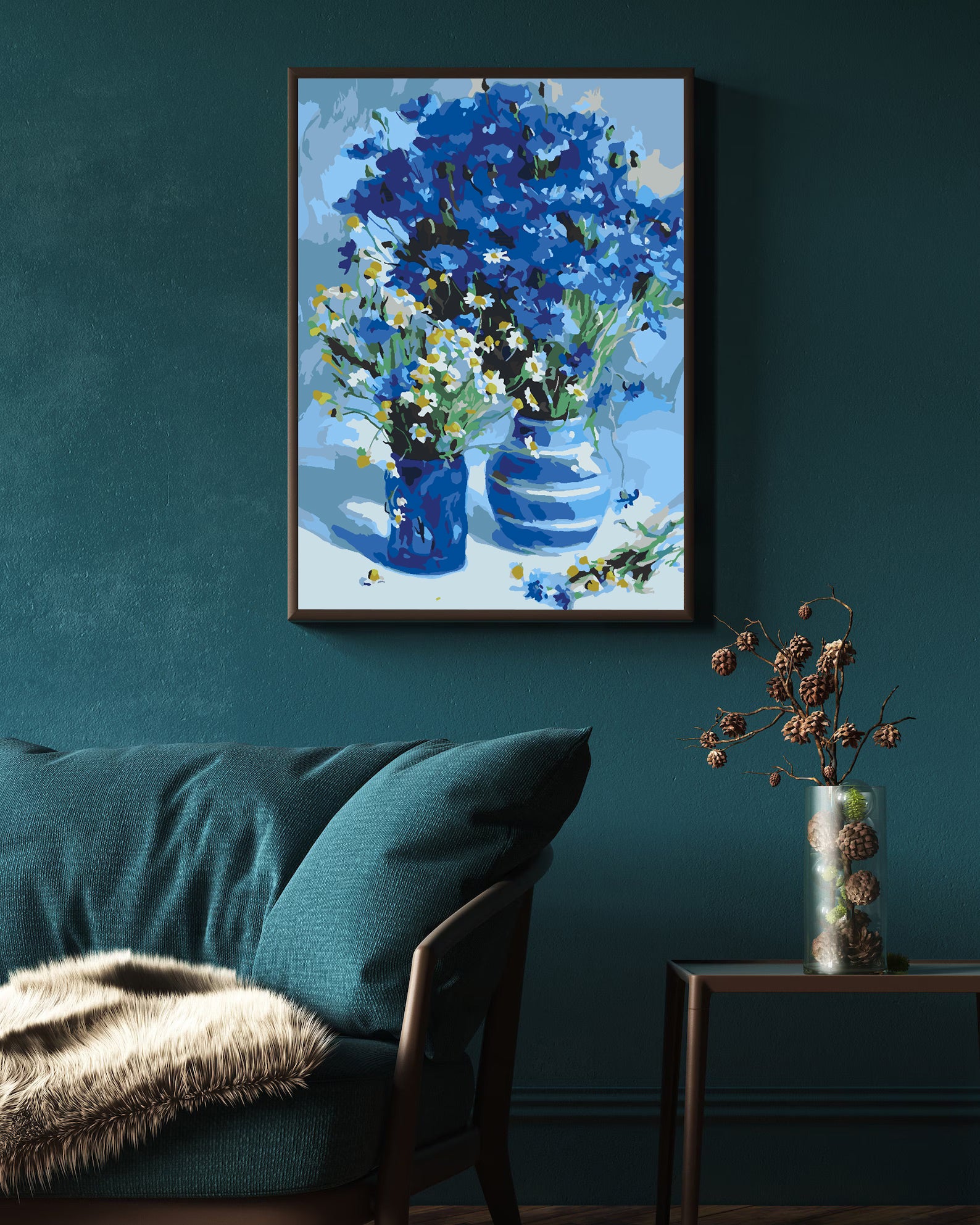 Peinture par numéros - Fleurs bleues dans un vase 4549
