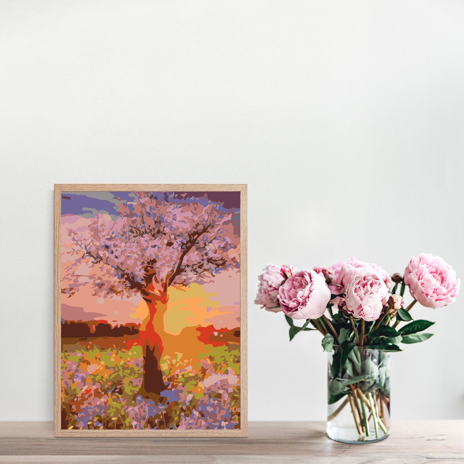 Malen nach Zahlen - Baum bei Sonnenuntergang 4553