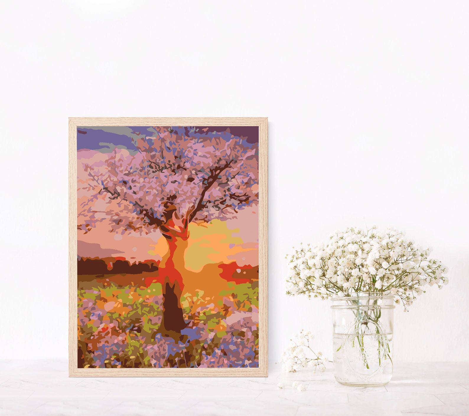 Malen nach Zahlen - Baum bei Sonnenuntergang 4553