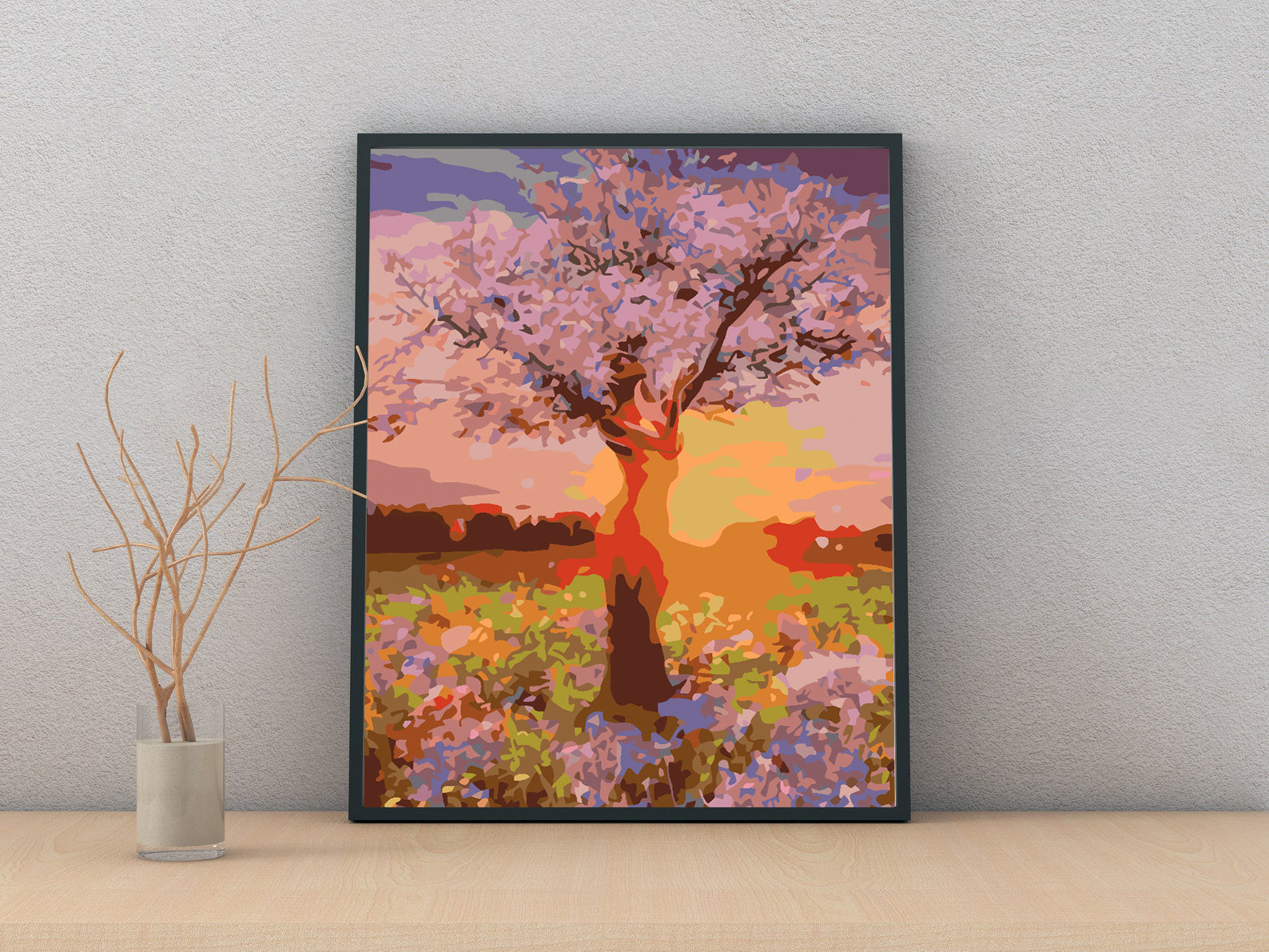 Malen nach Zahlen - Baum bei Sonnenuntergang 4553