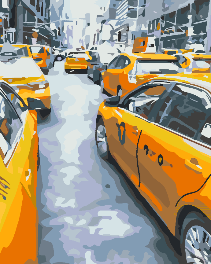 Malen nach Zahlen - Gelbes Taxi in der Stadt 4557