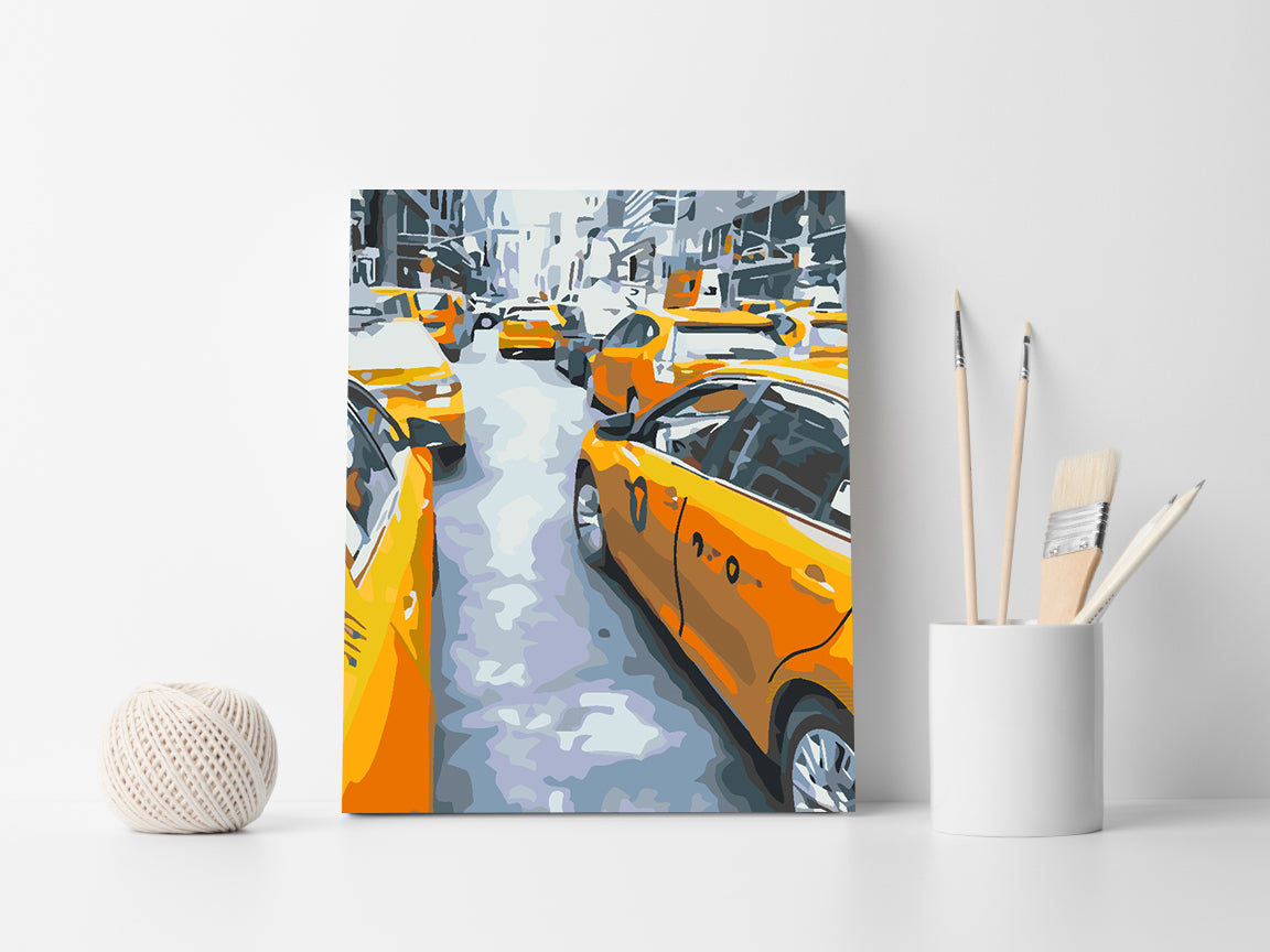 Malen nach Zahlen - Gelbes Taxi in der Stadt 4557