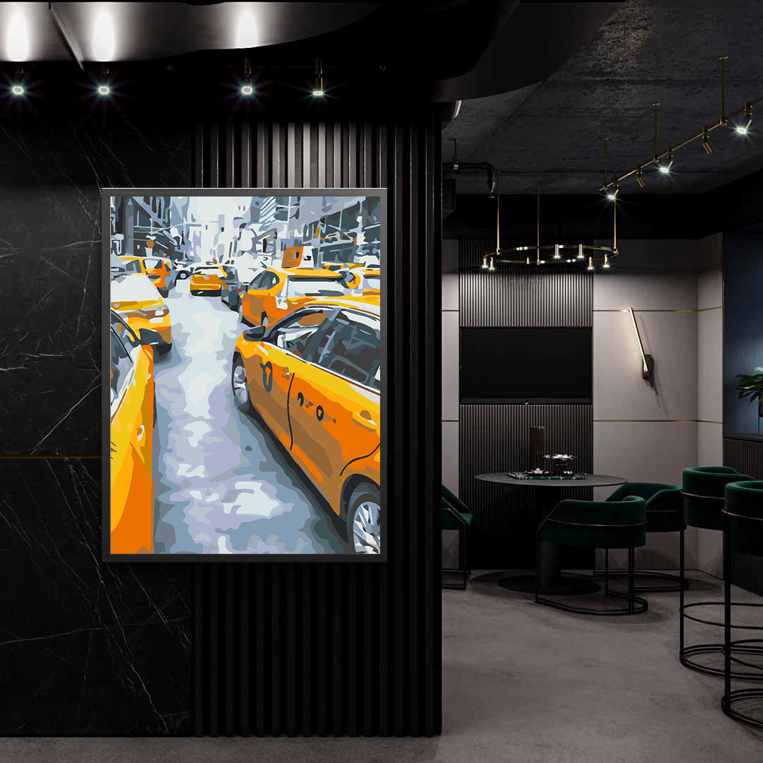 Malen nach Zahlen - Gelbes Taxi in der Stadt 4557