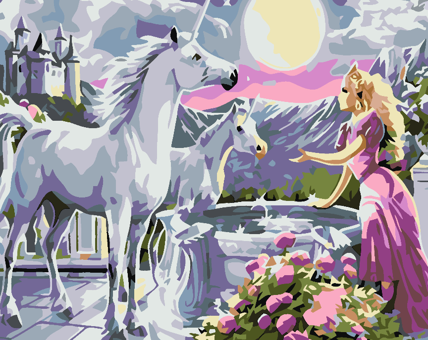 Malen nach Zahlen - Prinzessin mit Einhörnern 4558