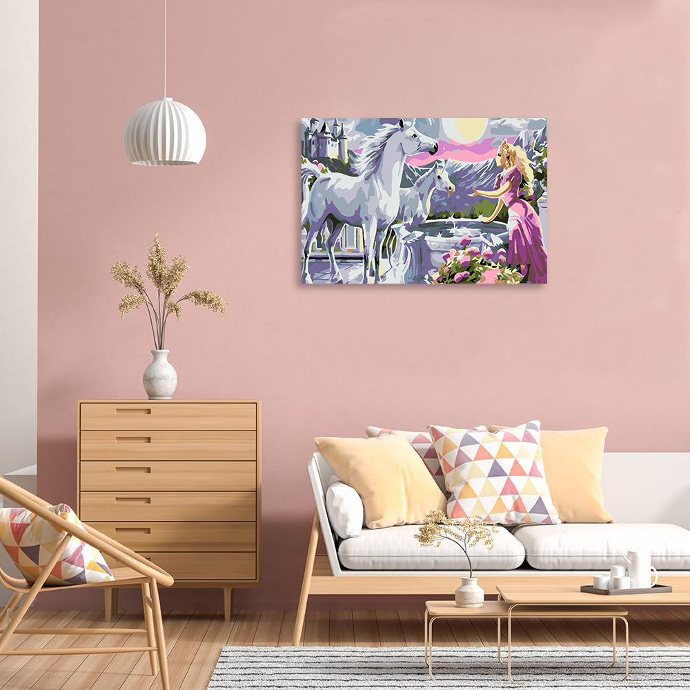 Malen nach Zahlen - Prinzessin mit Einhörnern 4558