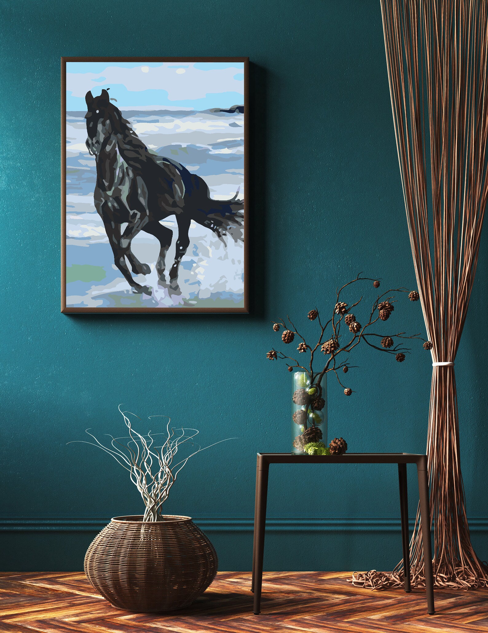 Malen nach Zahlen - Schwarzes Pferd am Strand 4561