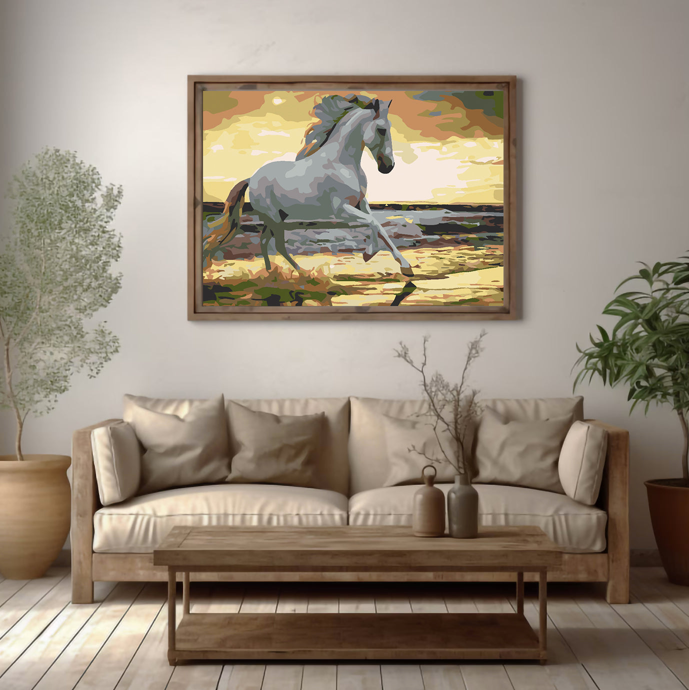 Malen nach Zahlen - Weißes Pferd am Strand 4562