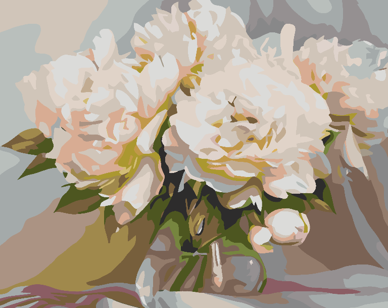 Malen nach Zahlen - Weiße Blumen in Vase 4573