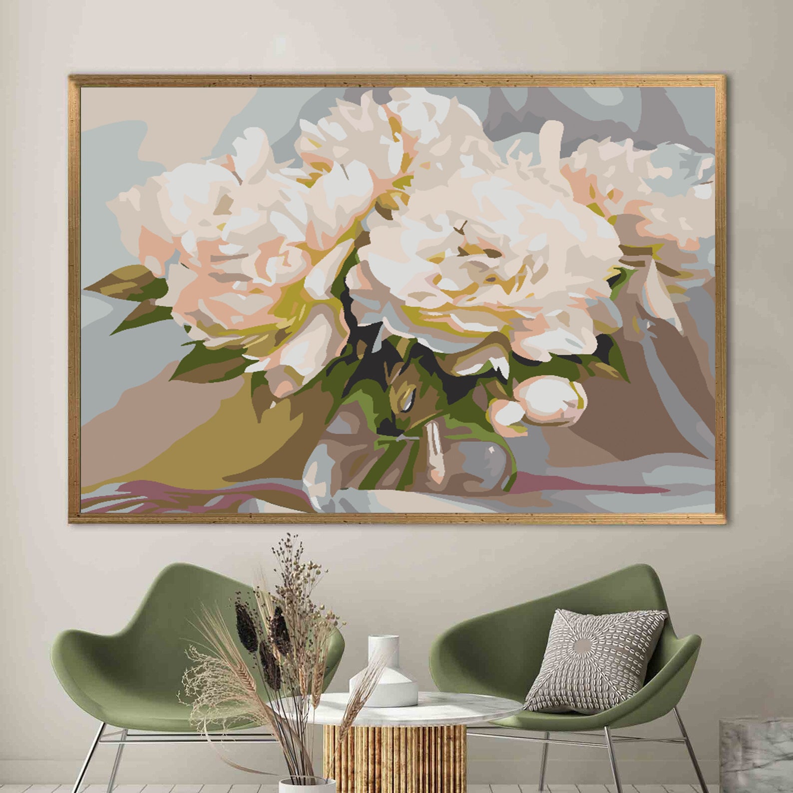 Malen nach Zahlen - Weiße Blumen in Vase 4573