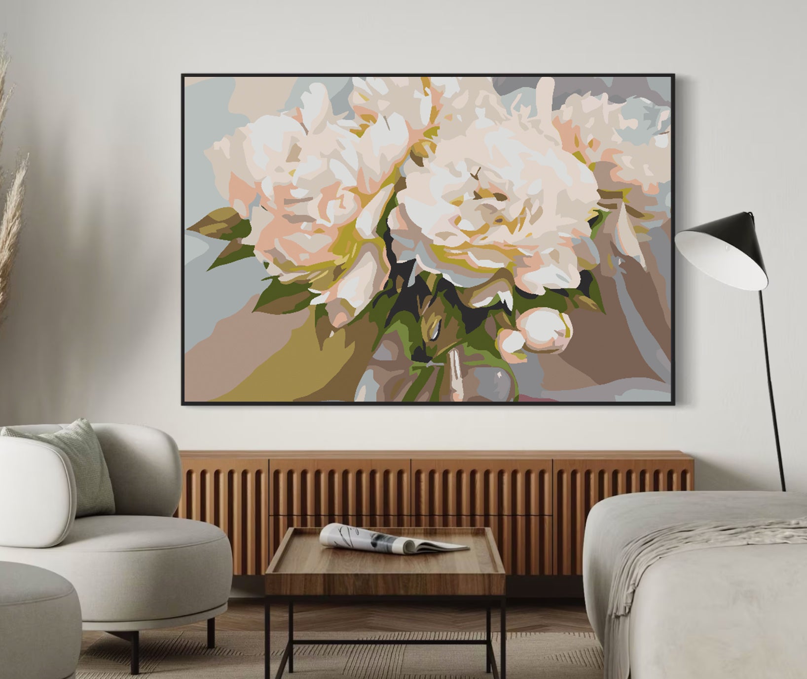 Malen nach Zahlen - Weiße Blumen in Vase 4573