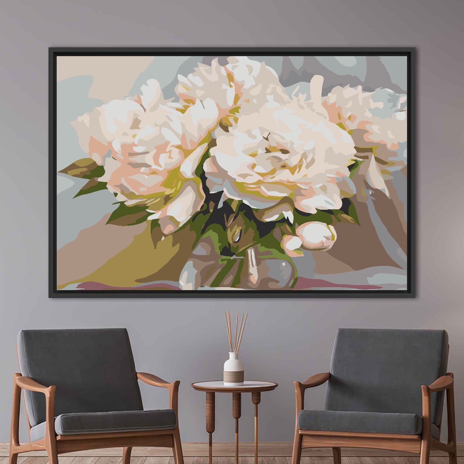 Malen nach Zahlen - Weiße Blumen in Vase 4573