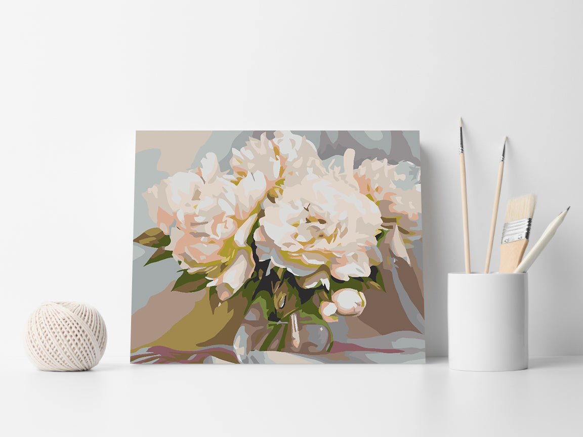Malen nach Zahlen - Weiße Blumen in Vase 4573