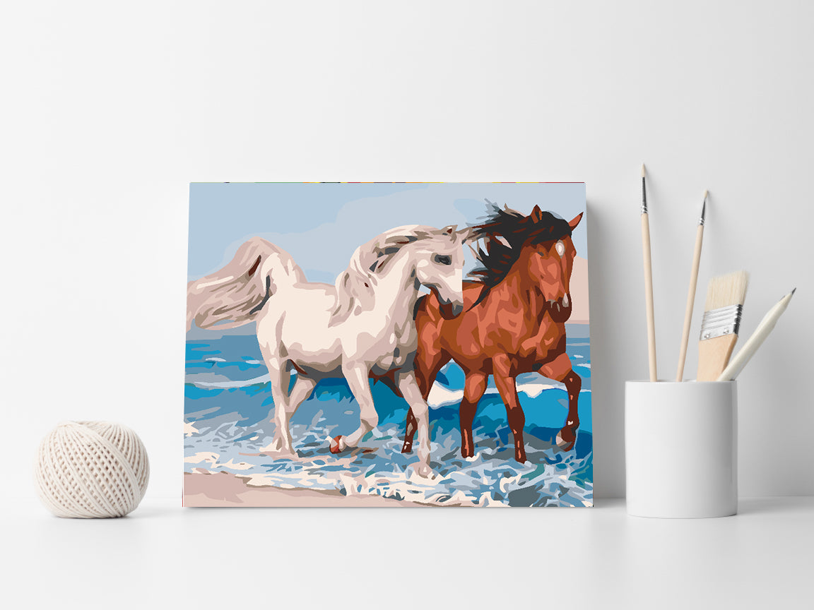 Malen nach Zahlen - Pferde am Strand 4575