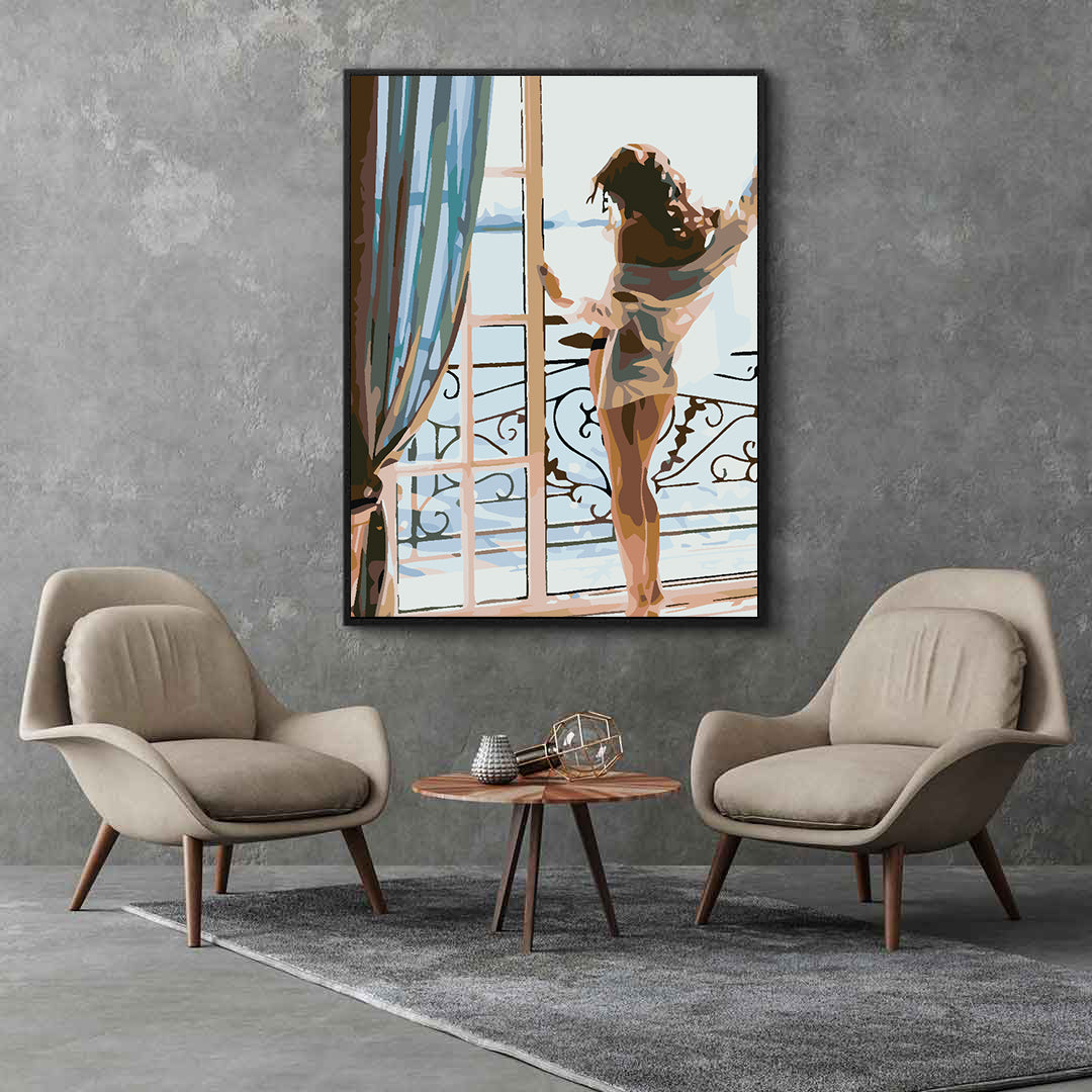 Malen nach Zahlen - Frau am Fenster 4576