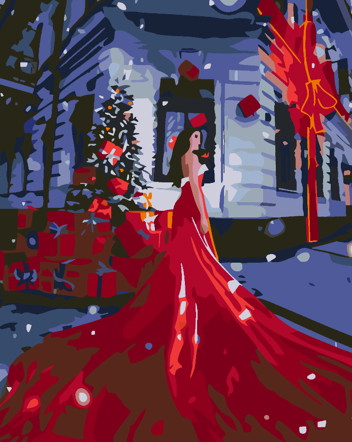 Malen nach Zahlen - Frau im roten Kleid 4590